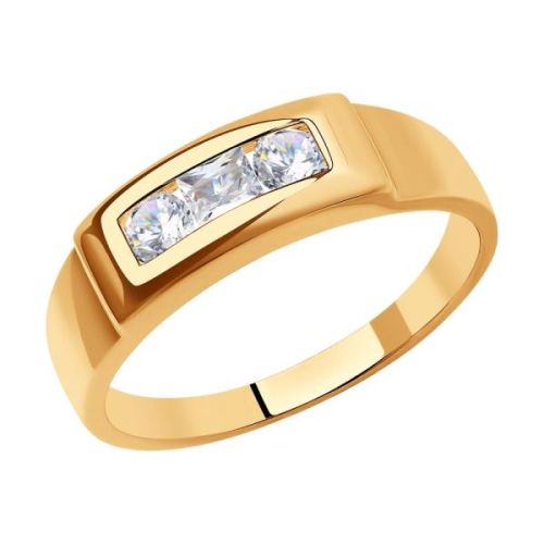 Кольцо из красного золота с фианитом р.16.5 Diamant
