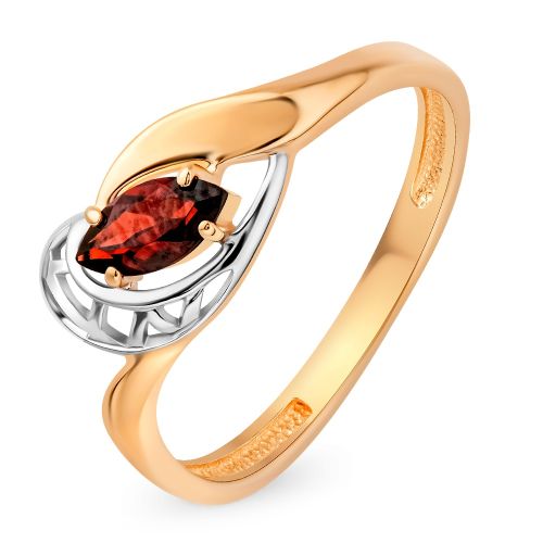 Кольцо из красного золота с гранатом р. 16,5 585Gold