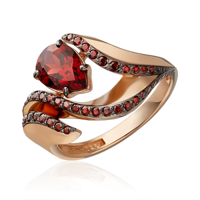Кольцо из красного золота с гранатом р. 20 PLATINA jewelry