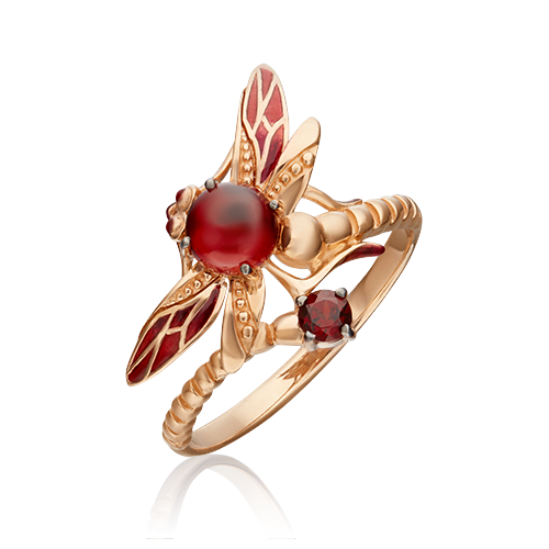 Кольцо из красного золота с гранатом/эмалью р.18 PLATINA jewelry 01-5458-00-204-1110-57