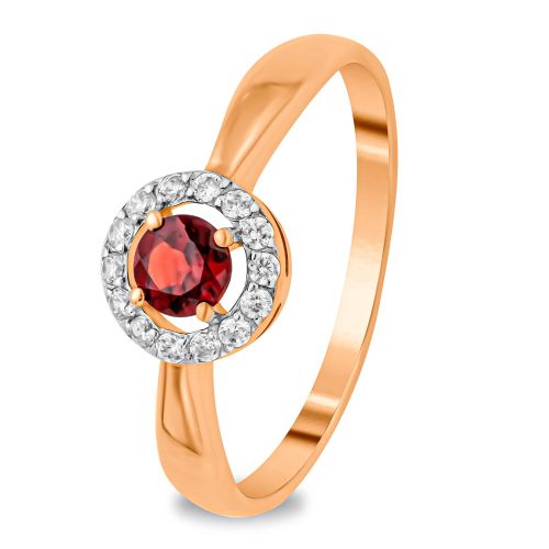 Кольцо из красного золота с гранатом/фианитом р. 17 585Gold