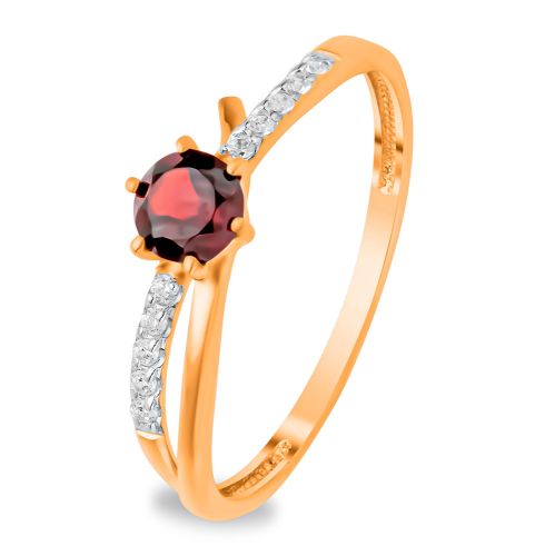 Кольцо из красного золота с гранатом/фианитом р. 17,5 585Gold