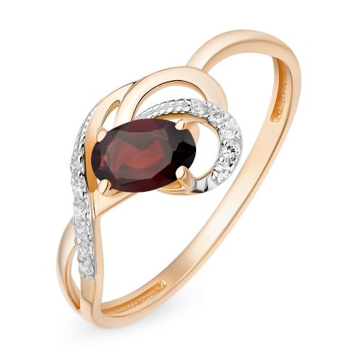 Кольцо из красного золота с гранатом/фианитом р. 18,5 585Gold