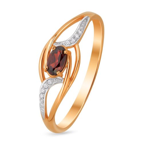 Кольцо из красного золота с гранатом/фианитом р. 19,5 585Gold