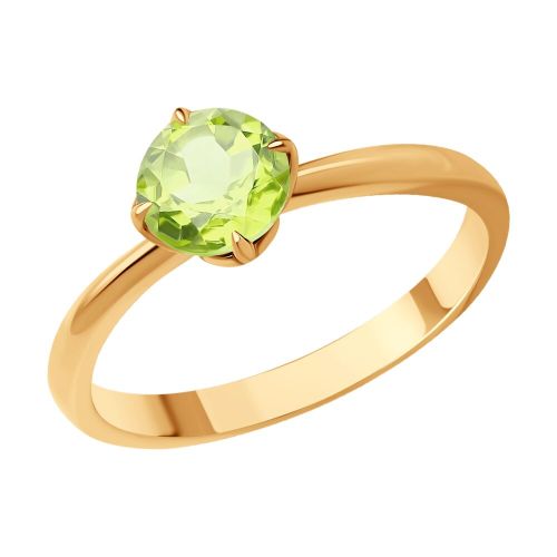 Кольцо из красного золота с хризолит р. 18,5 Diamant