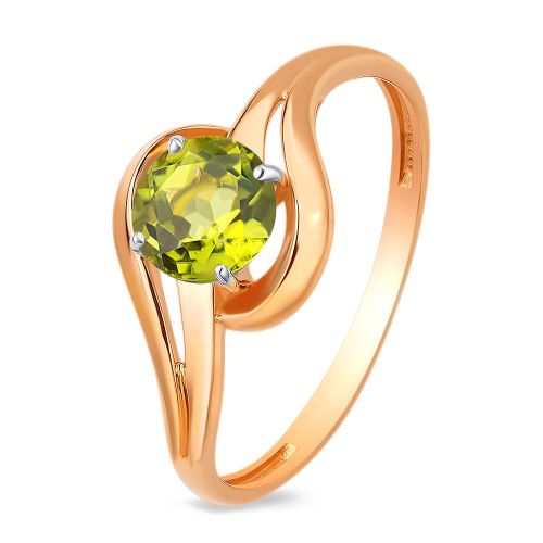 Кольцо из красного золота с хризолитом р. 18 585Gold