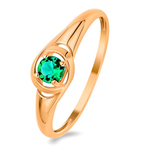Кольцо из красного золота с изумрудом искусственным р. 17 585Gold