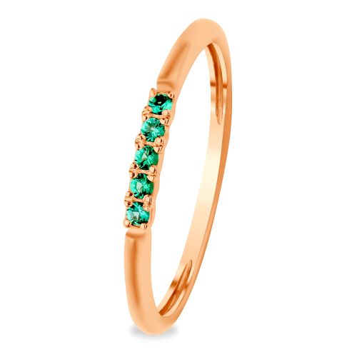 Кольцо из красного золота с изумрудом искусственным р. 17,5 585Gold