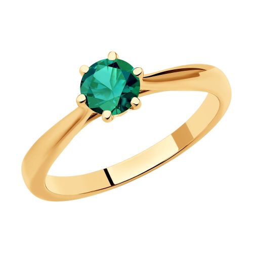 Кольцо из красного золота с изумрудом р. 18,5 SOKOLOV Diamonds