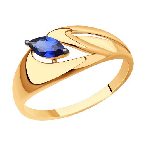Кольцо из красного золота с корундом р.18.5 Diamant