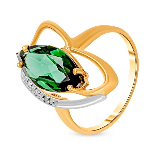 Кольцо из красного золота с кварцем/фианитом р. 16,5 585Gold
