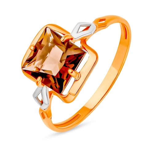 Кольцо из красного золота с раухтопазом р. 17,5 585Gold