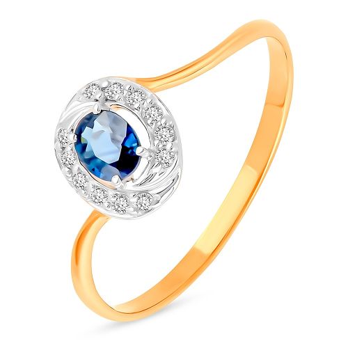 Кольцо из красного золота с сапфиром/бриллиантом р. 16 585Gold