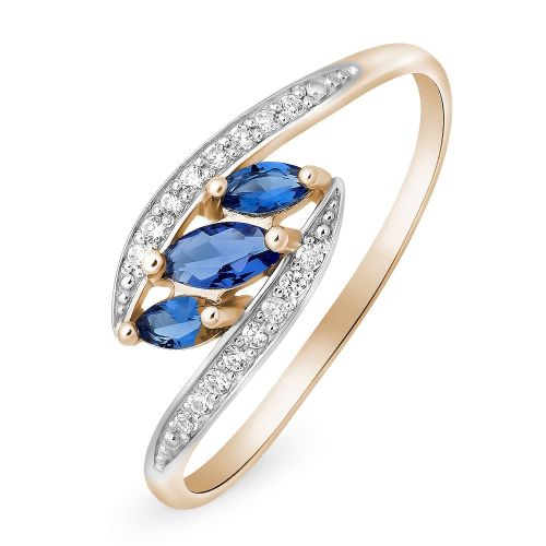 Кольцо из красного золота с сапфиром/бриллиантом р. 17 585Gold