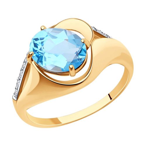 Кольцо из красного золота с топазом р. 19 Diamant