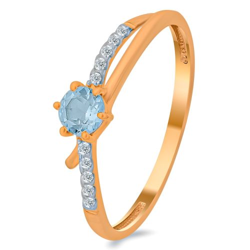 Кольцо из красного золота с топазом/фианитом р. 16,5 585Gold