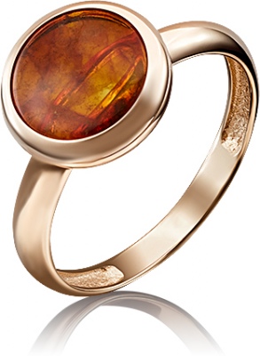 Кольцо из красного золота с янтарем р. 18 PLATINA jewelry