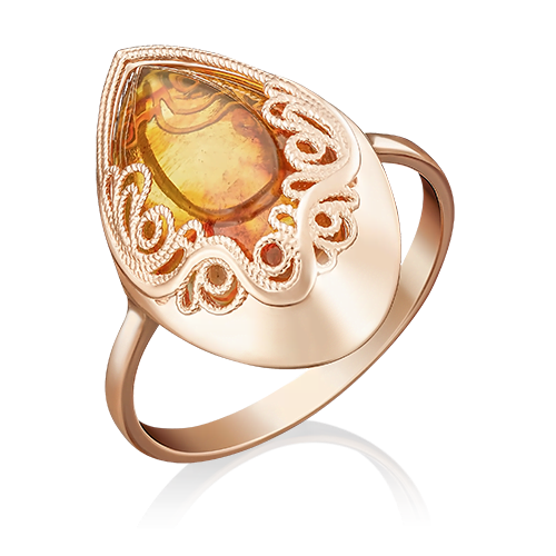 Кольцо из красного золота с янтарем р.19 PLATINA jewelry 01-5055-00-271-1110-46