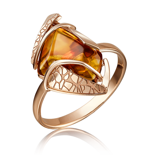 Кольцо из красного золота с янтарем р.19.5 PLATINA jewelry 01-5118-00-271-1110-46