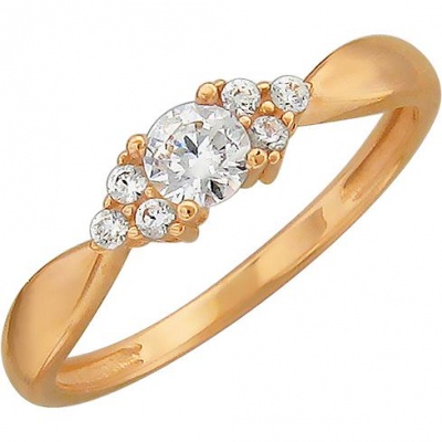 Кольцо из красного золота со swarovski р. 18 Эстет