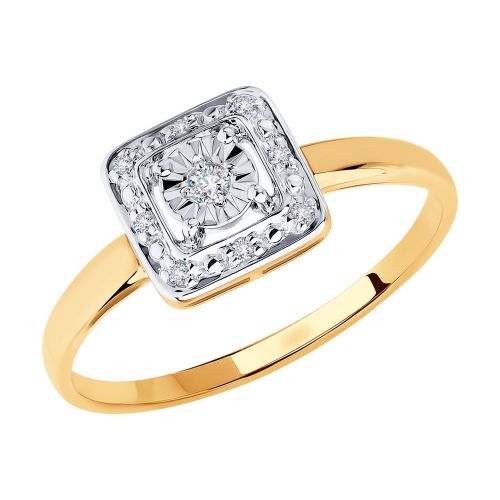 Кольцо из красного золота/белого золота р. 16,5 Diamant