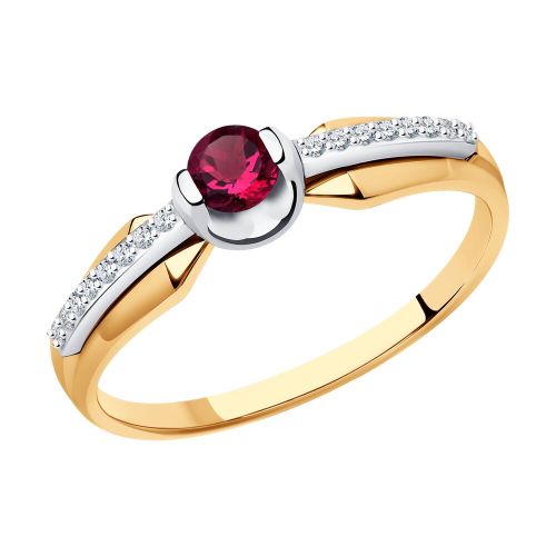 Кольцо из красного золота/белого золота р. 17 Diamant