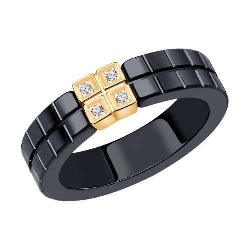 Кольцо из красного золота/керамики р. 18 SOKOLOV Diamonds