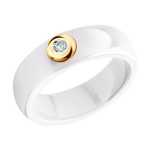 Кольцо из красного золота/керамики с бриллиантом р. 15,5 SOKOLOV Diamonds