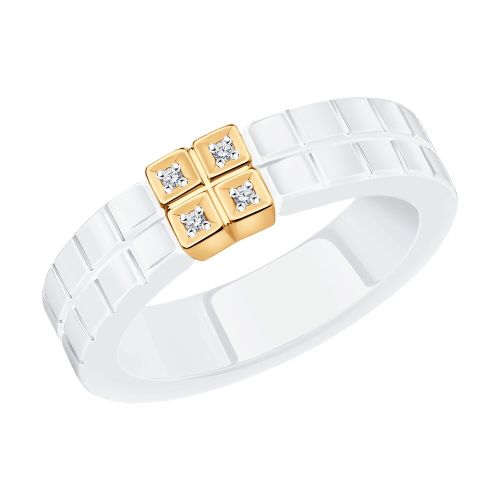 Кольцо из красного золота/керамики с бриллиантом р. 16 SOKOLOV Diamonds