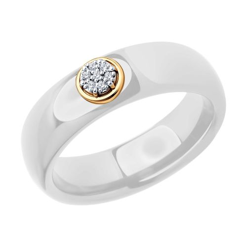 Кольцо из красного золота/керамики с бриллиантом р. 17 SOKOLOV Diamonds