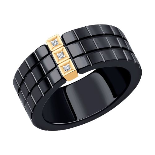 Кольцо из красного золота/керамики с бриллиантом р. 18 SOKOLOV Diamonds