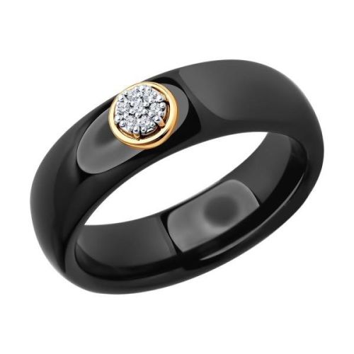 Кольцо из красного золота/керамики с бриллиантом р.16.5 SOKOLOV Diamonds
