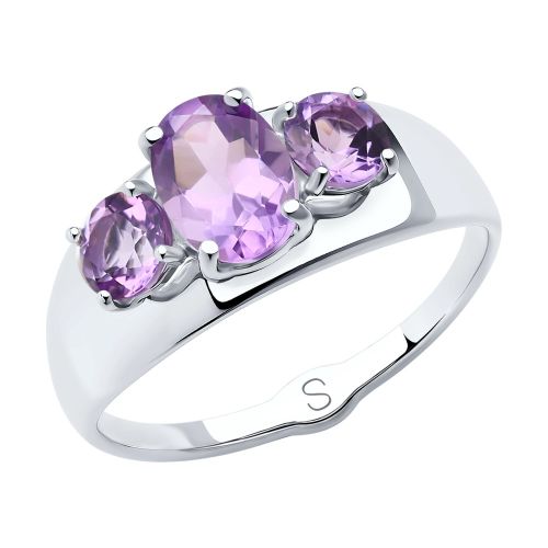 Кольцо из серебра с аметистом р. 17.5 Diamant