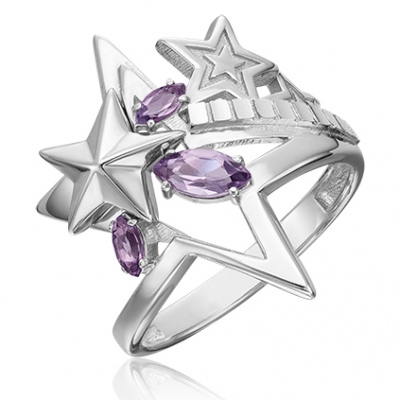 Кольцо из серебра с аметистом р. 20 PLATINA jewelry