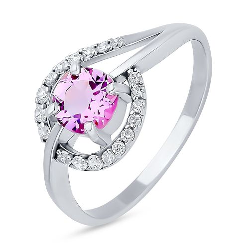 Кольцо из серебра с аметистом/фианитом р. 15,5 585Gold