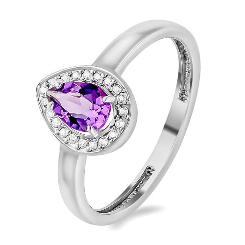 Кольцо из серебра с аметистом/фианитом р. 16 585Gold