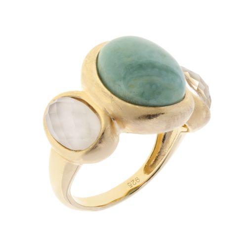 Кольцо из серебра с бирюзой и кварцем р. 18.5 Balex Jewellery