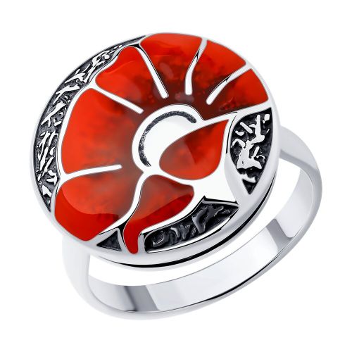 Кольцо из серебра с эмалью р. 18 Diamant