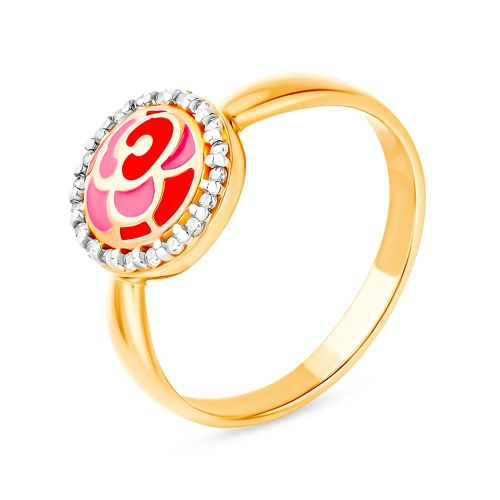 Кольцо из серебра с фианитом/эмалью р. 16,5 585Gold