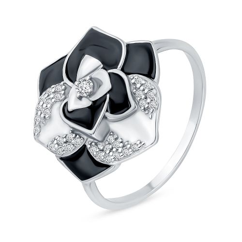 Кольцо из серебра с фианитом/эмалью р. 18,5 585Gold