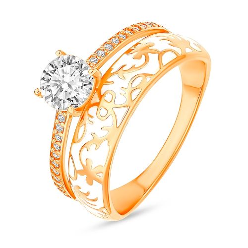 Кольцо из серебра с фианитом/эмалью р. 19,5 585Gold