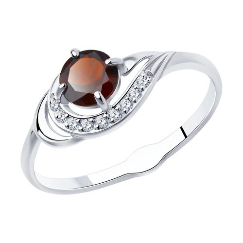 Кольцо из серебра с гранатом р. 16.5 Diamant