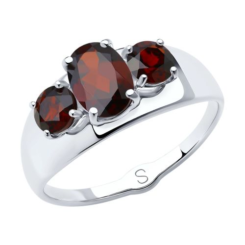 Кольцо из серебра с гранатом р. 19 Diamant