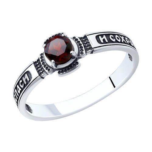 Кольцо из серебра с гранатом р.18.5 Diamant