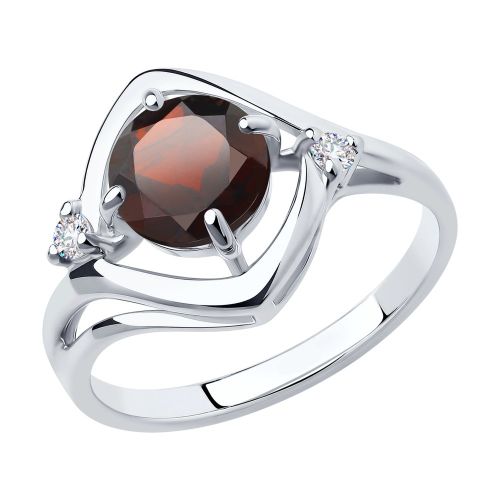 Кольцо из серебра с гранатом/фианитом р. 17 Diamant