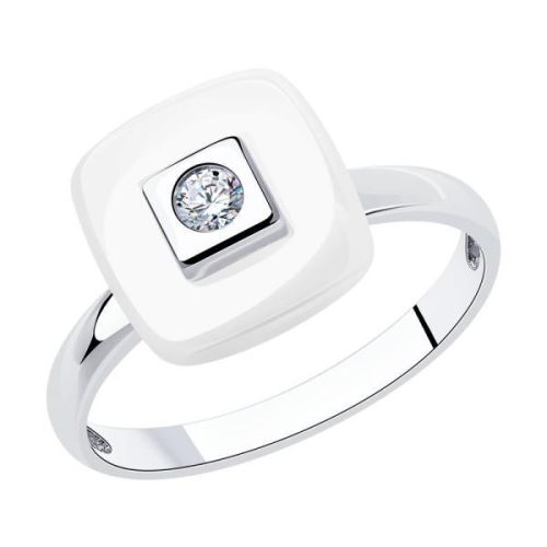 Кольцо из серебра с керамикой/фианитом р.18.5 Diamant