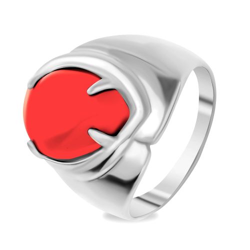 Кольцо из серебра с кораллом р. 16,5 585Gold