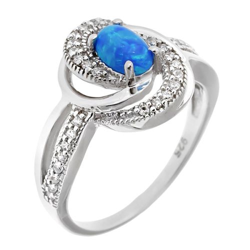 Кольцо из серебра с опалом и фианитом р. 18 Balex Jewellery
