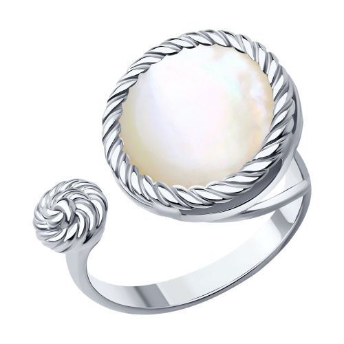 Кольцо из серебра с перламутром р. 17 Diamant