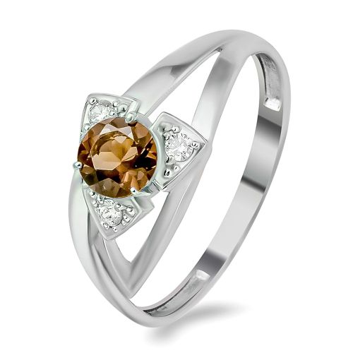 Кольцо из серебра с раухтопазом/фианитом р. 16,5 585Gold